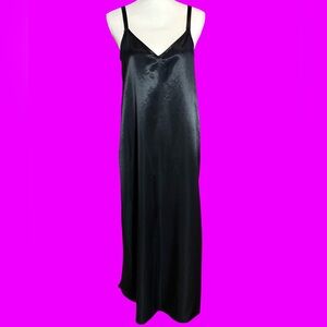 Elegant Black Thick Satin Slip Dress Women’s Size L